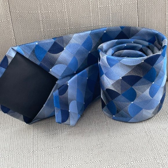 Van Heusen Men Tie Blue Tone Necktie 100% Silk Classic Tie - Picture 7 of 11